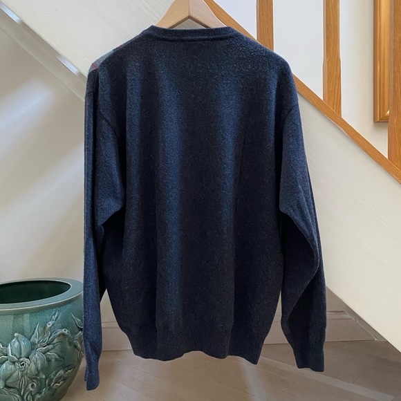 HATHAWAY PLATINUM MEN’S 100% CASHMERE PULLOVER SWEATER ARGYLE V-NECK SIZE L - Picture 4 of 16